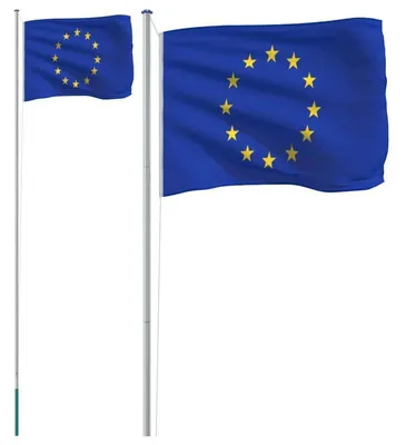 Produktbild von Flaggenmast – Aluminium-Flaggenstange mit europäischer Flagge – 6,23 Meter hoch und wetterbeständig