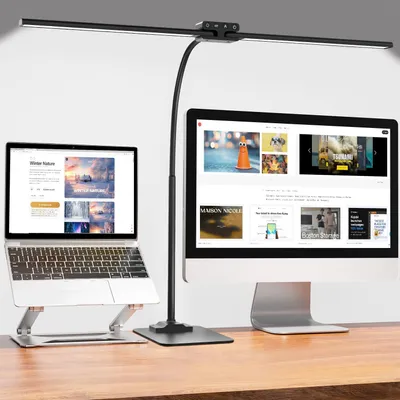 Produktbild von 24W 80cm Schreibtischlampe mit Dimmbarem Sockel - Schwarz