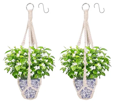 Produktbild von Omgoods - Makramee-Pflanzenaufhänger - 50 cm mit 2 S-Haken