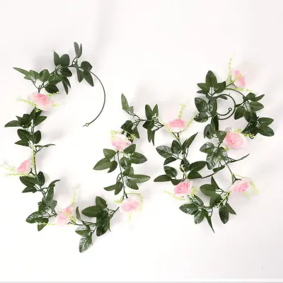 Produktbild von Künstliche Rosenrebe, 2,3 m, künstliche Blumen zum Aufhängen, Efeu für Hochzeit, Party, Rosa
