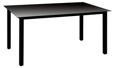 Produktbild von Garten-Esstisch Glas Aluminium 150 x 90 x 74 cm Schwarz