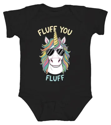 Produktbild von Einhorn Fluff You Fluff Sonnenbrille Regenbogen Mähne Lustig Uni Baby Body, Schwarz, 18/24