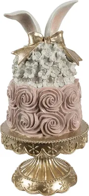 Image de Clayre & Eef Figure de décoration Gâteau Ø 17x35 cm Blanc Rose Plastique