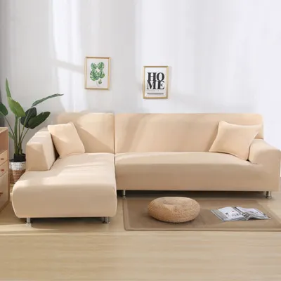 Produktbild von Topchances Sofabezug 3 Sitzer+3 Sitzer Sofaüberwürfe für L-Form Sofa elatücke Kisstische Stretch Sofabezug Sofa Überzug, Beige