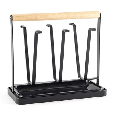 Immagine prodotto di Scolapiatti Hanseküche nero opaco - Scolapiatti di alta qualità con manici in legno - Scolapiatti in acciaio inox per lavello