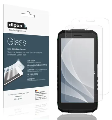 Obrázek produktu pro 2x ochranná fólie pro Doogee Fire 3 Pro, matná povrchová úprava - nárazuvzdorná fólie 9H, materiál: sklo (dipos Glass)