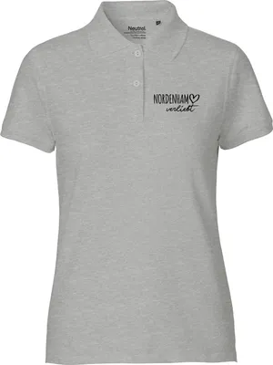 Produktbild von Huuraa Damen Polo Shirt Nordenham verliebt S Sport Grey Bio Baumwolle Fairtrade Poloshirt Geschenkidee