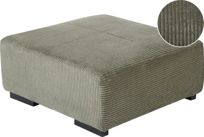 Produktbild von BELIANI Ottomane Grün Stoffbezug Cord Quadratisch 80 x 80 cm mit Schwarzen Holzbeinen Modern Wohnzimmer Fußhocker Sitzhocker Hocker Pouf