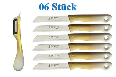 Produktbild von SMI Solingen Schälmesser 6-tlg Sparschäler Gemüsemesser Obstmesser