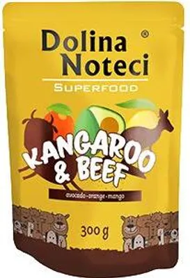 Produktbild von Dolina Noteci Glutenfrei Superfood Nassfutter für Hunde - Känguru und Rindfleisch 300g (15-er pack)