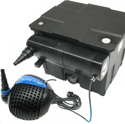 Produktbild von Teichaussenfilter Teichfilter Wasserfilter Teich UVC Lichtfilter ECO Teichpumpe 12000l + UVC 24 Watt Lichtfilter, Koiteich Algenstop + FilterPumpe 4600 L