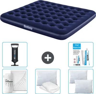 Obrázek produktu pro Nafukovací matrace Bestway - pro 2 osoby - 183 x 203 x 22 cm - modrá - včetně příslušenství
