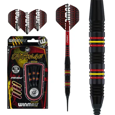 Produktbild von Winmau Softdart Outrage (2236) 18g, Weiche Spitze, Schwarz, Rot, Gelb, Kunststoff, 18 g, Box, 3 Stück(e)