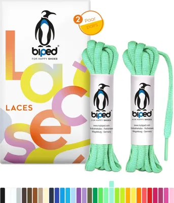 Produktbild von biped LACES 2 Paar rei√üfeste Schn√ºrsenkel aus Polyester oval 6 mm z2912(#15 ocean breeze,130 cm)