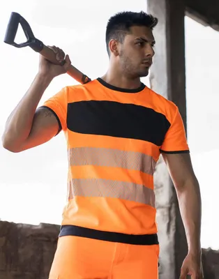 Produktbild von Korntex EOST | EOS Hi-Vis Workwear Arbeits T-Shirt - Farbe: Signal Yellow/Black - Größe: XL