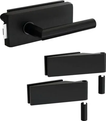 Produktbild von Pertura Glastürbeschlag Aiko Studio UV Schwarz inkl. 2 Rahmenteile für Holzzargen