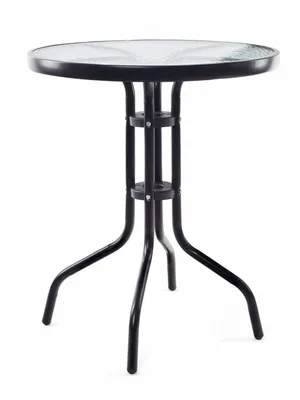 Obrázek produktu pro Stůl kovový se skleněnou deskou 60 cm, černý