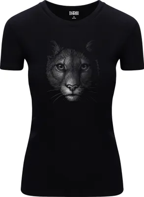 Produktbild von Diarbo Damen T-Shirt mit Aufdruck Wildtierporträts Pantherkopf Schwarz Gr.XL