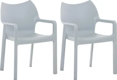 Produktbild von CLP Gartenstühle 2er Set, wetterfest, stapelbar, modern, mit Armlehnen, Kunststoff hellgrau