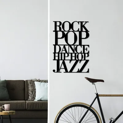 Obrázok produktu pre Wallity, We Love Music - M, Dekoratívny kovový doplnok na stenu, 100 % METAL, čierna, 57 x 40 cm