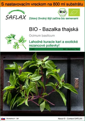 Obrázok produktu pre SAFLAX Garden in the bag - BIO - Bazalka thajská - Ocimum basilicum - 250 Semená - S pestovateľským substrátom v praktickom samostaviteľnom vrecku