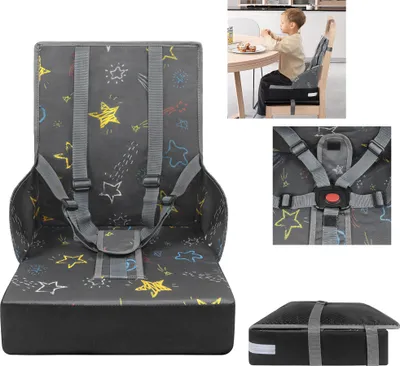 Obrázek produktu pro XMTECH Skládací podsedák podsedák dětské bezpečnostní pásy s vysokým opěradlem a nastavitelnými popruhy sedák židle (šedá)