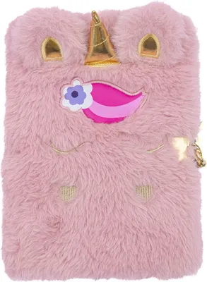 Image de Journal cadencé A5 peluche poilu rose licorne Astrapap Astra