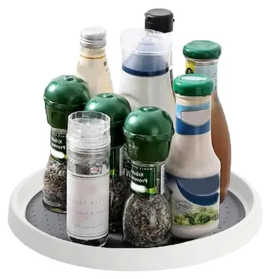 Produktbild von Lazy Susan Drehteller, 25 cm Gewürzhalter, rutschfest, 360 Grad drehbar, Gewürz-Organizer für Küche und Speisekammer