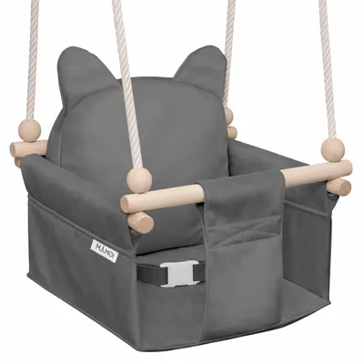 Immagine prodotto di Altalena per bambini MAMOI con cintura di sicurezza, altezza regolabile 150–190 cm, altalena per interni, struttura stabile, seduta in velluto