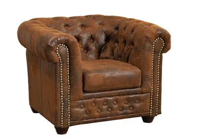 Image de MASSIVMOEBEL24 | Fauteuil 94x86 100% Polyester Brun CHESTERFIELD