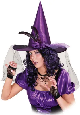 Produktbild von O23593 lila Damen Hexen Hut Halloweenhut