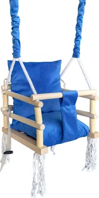 Produktbild von Love Gifts® Babyschaukel aus Holz hochwertig und geeignet als indoor Schaukel, montierbar an der Decke sowie im Türrahmen, Prestige-Blue, EU