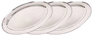 Produktbild von 3er-Set Edelstahl Servierplatten 45cm Buffetplatte Serviertablett Partyplatte