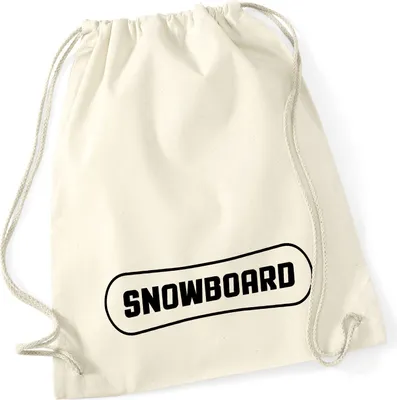 Produktbild von Huuraa Turnbeutel Snowbord Schriftzug 12 Liter Natural Baumwolle Rucksack Geschenkidee
