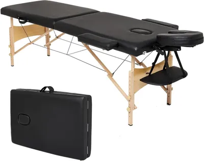 Productafbeelding van Vouwbare Massage Stoel - Hoogte Verstelbare Houten Massage Taak met Hoofdeinde en Armsteun - Ideaal voor Thuisbehandelingen