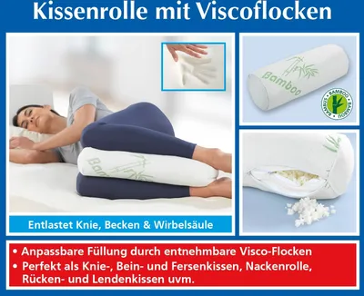 Productafbeelding van Kussenroll van viskosevlokken, afmetingen ongeveer: Ø: 15 cm x H: 45 cm