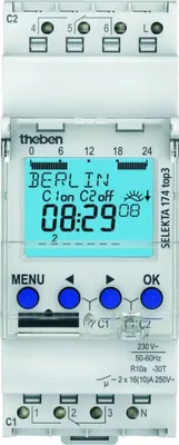Produktbild von Theben Astro-Zeitschaltuhr mit Wochenprogramm, 2 Kanal, 2TE, Astronomische Schaltfunktion, 1 Stk.