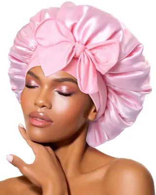 Imagen del producto de Gorro de satén ajustable, suave, anti-encrespamiento, para cabello rizado, gorro para dormir