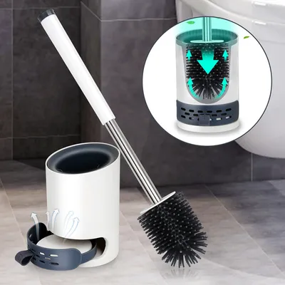 Immagine prodotto di Fiqops spazzola per WC in silicone 2 in 1 spazzola per WC sterile da parete Spazzola per WC