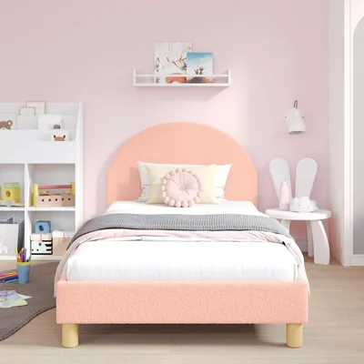 Produktbild von Stabli Kinderbettgestell mit Kopfteil Rosa 90 x 190cm Schafstoff - DE790606 - Klassische BettenJugendbett Tagesbett