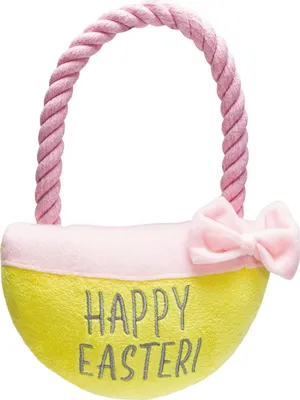 Produktbild von Beeztees Hundespielzeug Osterkorb aus Plüsch Happy gelb