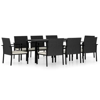 Produktbild von vidaXL 9-tlg. Garten-Essgruppe Poly Rattan Schwarz