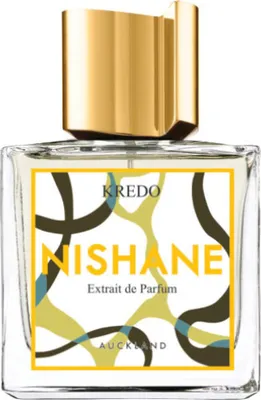 A bottle of Nishane Kredo perfume.
