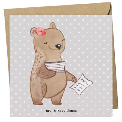 Produktbild von Mr. & Mrs. Panda Glückwunschkarte Insolvenzverwalterin Herz - Grau Pastell - Geschenk, anlasskarte, doppelkarte, Klappkarte, faltkarte, Grußkarte