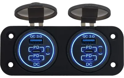 Produktbild von ProRide 12V USB/USB-C 6-Ports Ladegerät mit Schalter, QC3.0, Blau