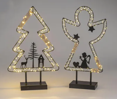 Produktbild von formano LED Weihnachtsdeko 2er Set Engel & Tanne, 50 cm, 102 LEDs je Figur