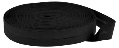 25m Schrägband Baumwolle Breite 20mm gefalzt, schwarz