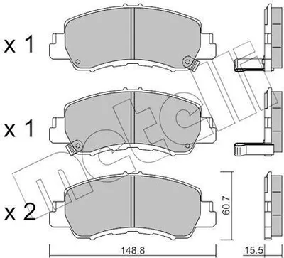 Produktbild von METELLI Bremsbeläge Satz Vorne Bremsklötze für MITSUBISHI Eclipse Cross (GK) 22-1239-0
