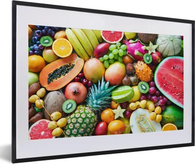 Produktbild von MuchoWow® Gerahmtes Poster Obst - Ananas - Tropisch 60x40 cm - Poster mit Schwarzem Bilderrahmen Wandposter Rahmen Foto Bilder - Schlafzimmer - Plakat in Rahmen - Drucken