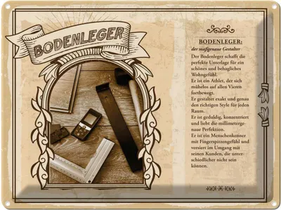 Produktbild von vianmo Blechschild 30x40 cm Bodenleger exakt geduldig perfekt Beruf Arbeit